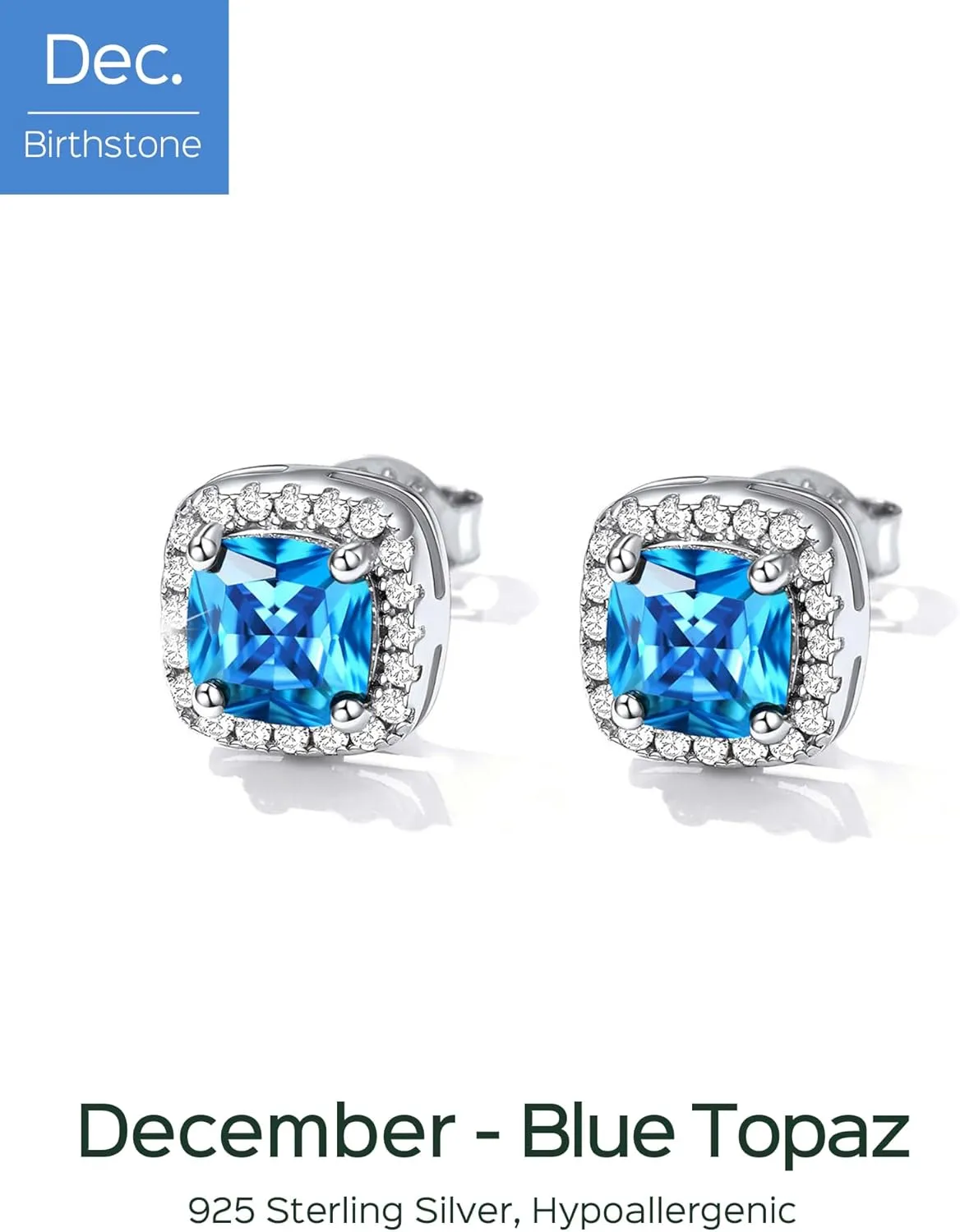 ChicSilver 12-Months Birthstone Earrings for Women Gemstone Earrings for Women 925 Sterling Silver Stud Earrings Cubic Zirconia Stud Earrings (With Gift Box)
