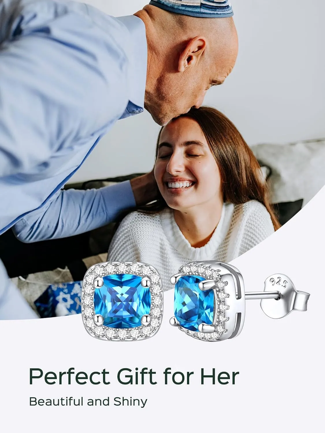 ChicSilver 12-Months Birthstone Earrings for Women Gemstone Earrings for Women 925 Sterling Silver Stud Earrings Cubic Zirconia Stud Earrings (With Gift Box)