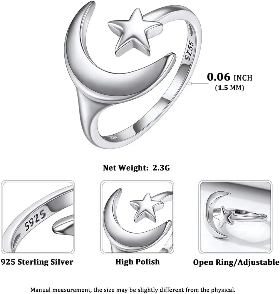ChicSilver 925 Sterling Silver Ring Minimalist Teardrop High Polish Tarnish Resistant Comfort Fit Open Adjustable Ring for Women(with Gift Box)