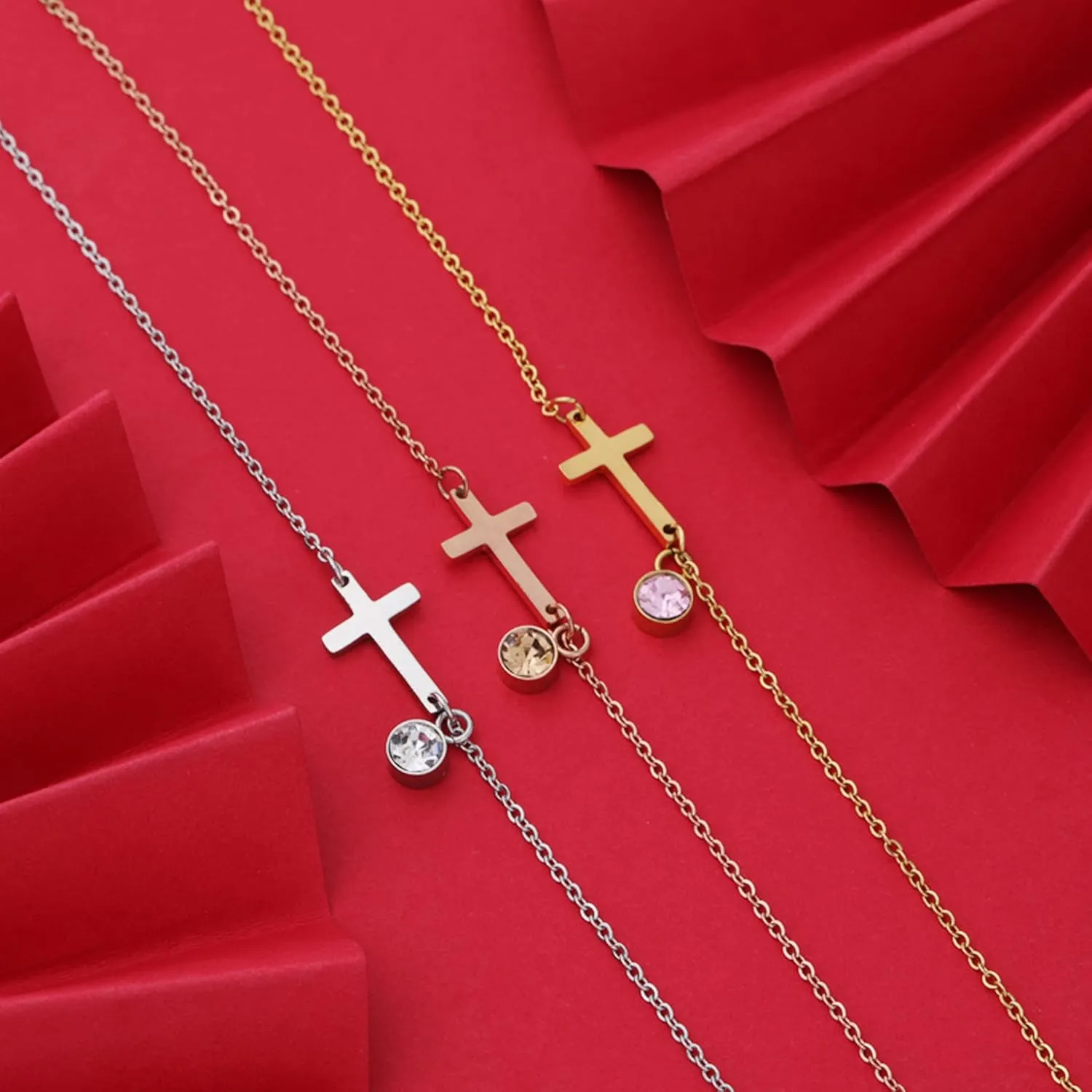 Christian Cross Bracelets for Women,Personalized Engraved Name Bracelets for Women Birthstone Bracelets for Mom,Ankle Bracelets for Women Stainless Steel, Adjustable Dainty Bracelets for Teen Girls