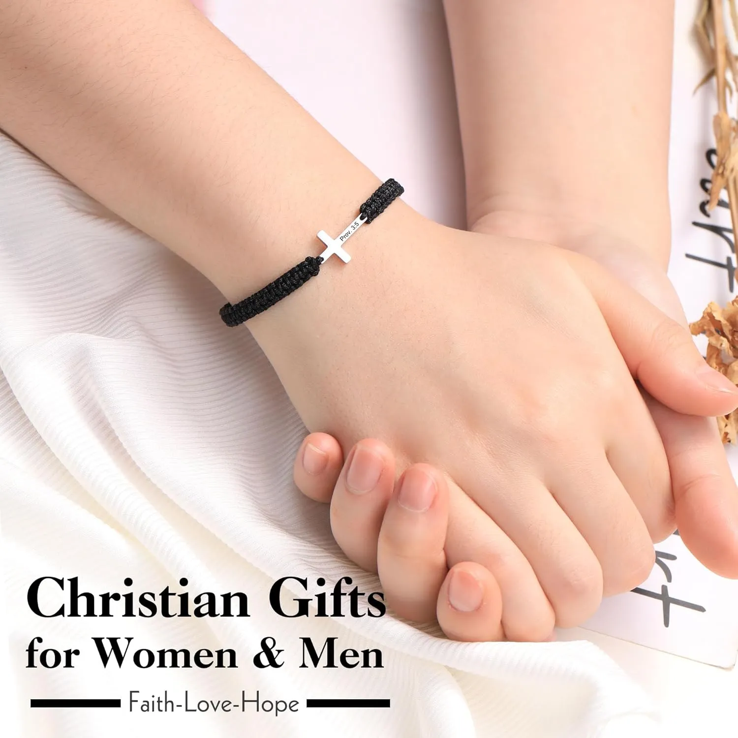 Christian Gifts Cross Bracelet for Men Easter Baptism Religious Gifts for Women Handmade Braided Bracelets Inspirational Confirmation Gifts for Teenage Girl Boys Jewelry