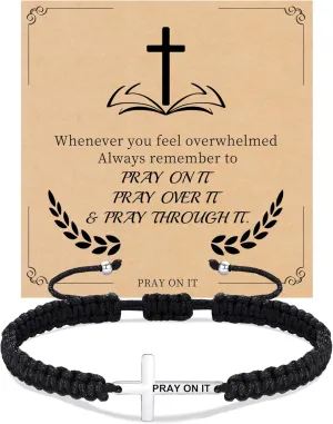 Christian Gifts Cross Bracelet for Men Easter Baptism Religious Gifts for Women Handmade Braided Bracelets Inspirational Confirmation Gifts for Teenage Girl Boys Jewelry