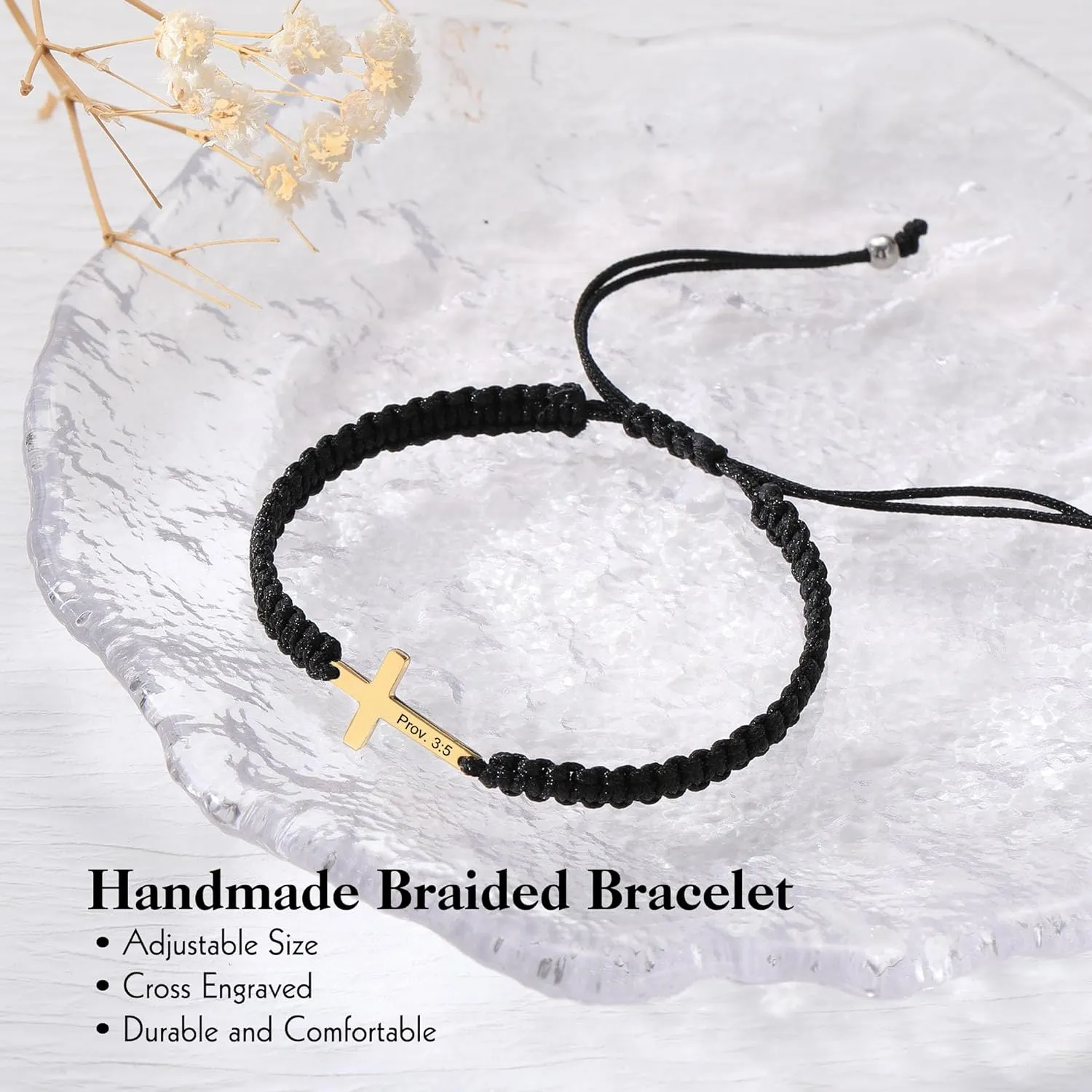 Christian Gifts Cross Bracelet for Men Easter Baptism Religious Gifts for Women Handmade Braided Bracelets Inspirational Confirmation Gifts for Teenage Girl Boys Jewelry