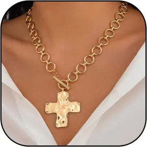 Chunky Cross Necklace for Women Statement Necklace Layered Big Cross Pendant Necklaces Christian Gifts for Women