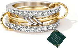 Chunky Gold and Silver Statement Rings Set for Women Gold Stackable Knot Rings Non Tarnish Vintage Gold Cubic Zirconia Ring Trendy Costume Jewelry