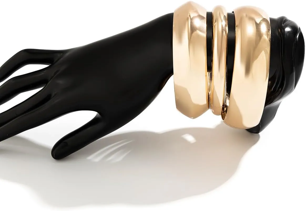 Chunky Gold Bangle Bracelets - Minimalist Wrist Cuffs for Women