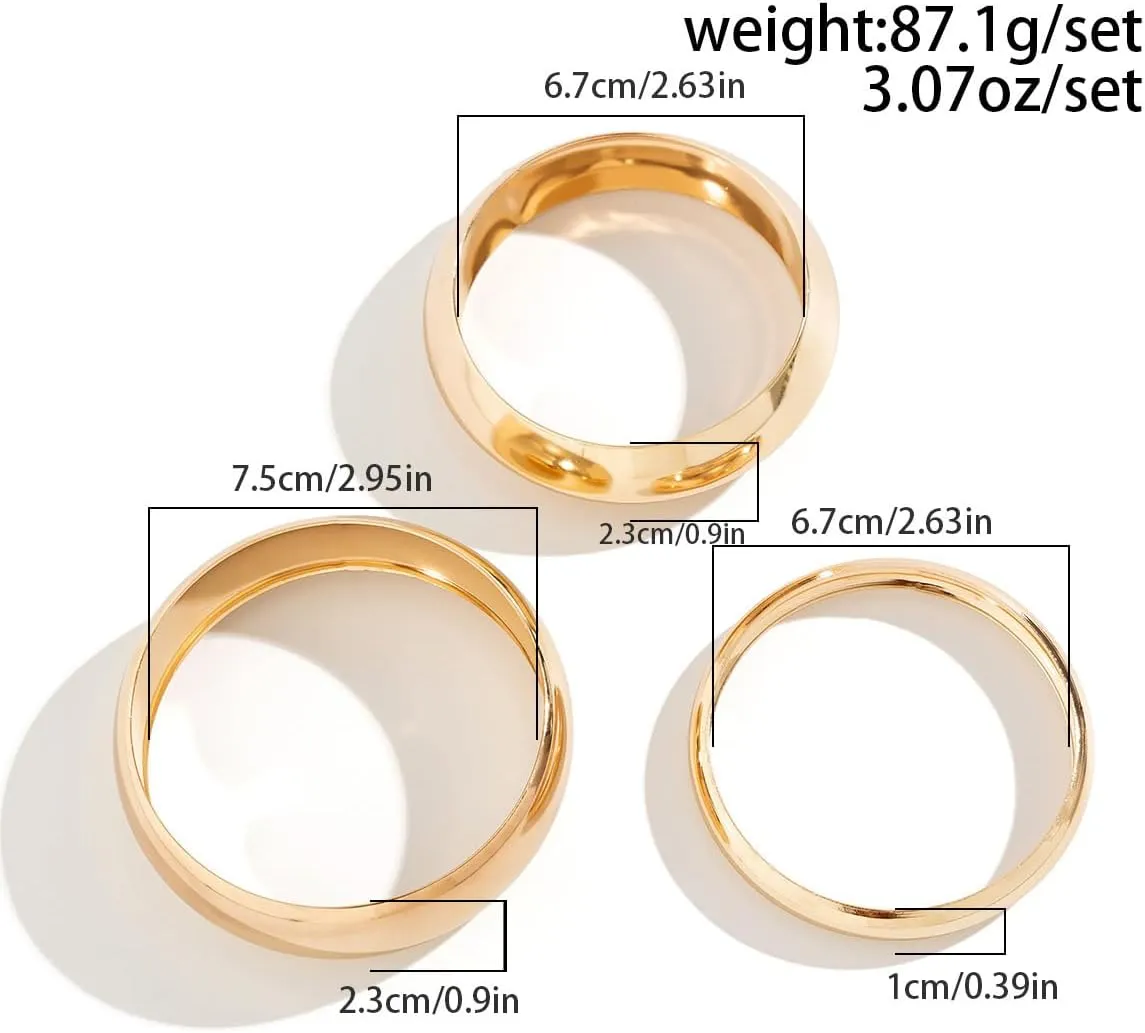 Chunky Gold Bangle Bracelets - Minimalist Wrist Cuffs for Women