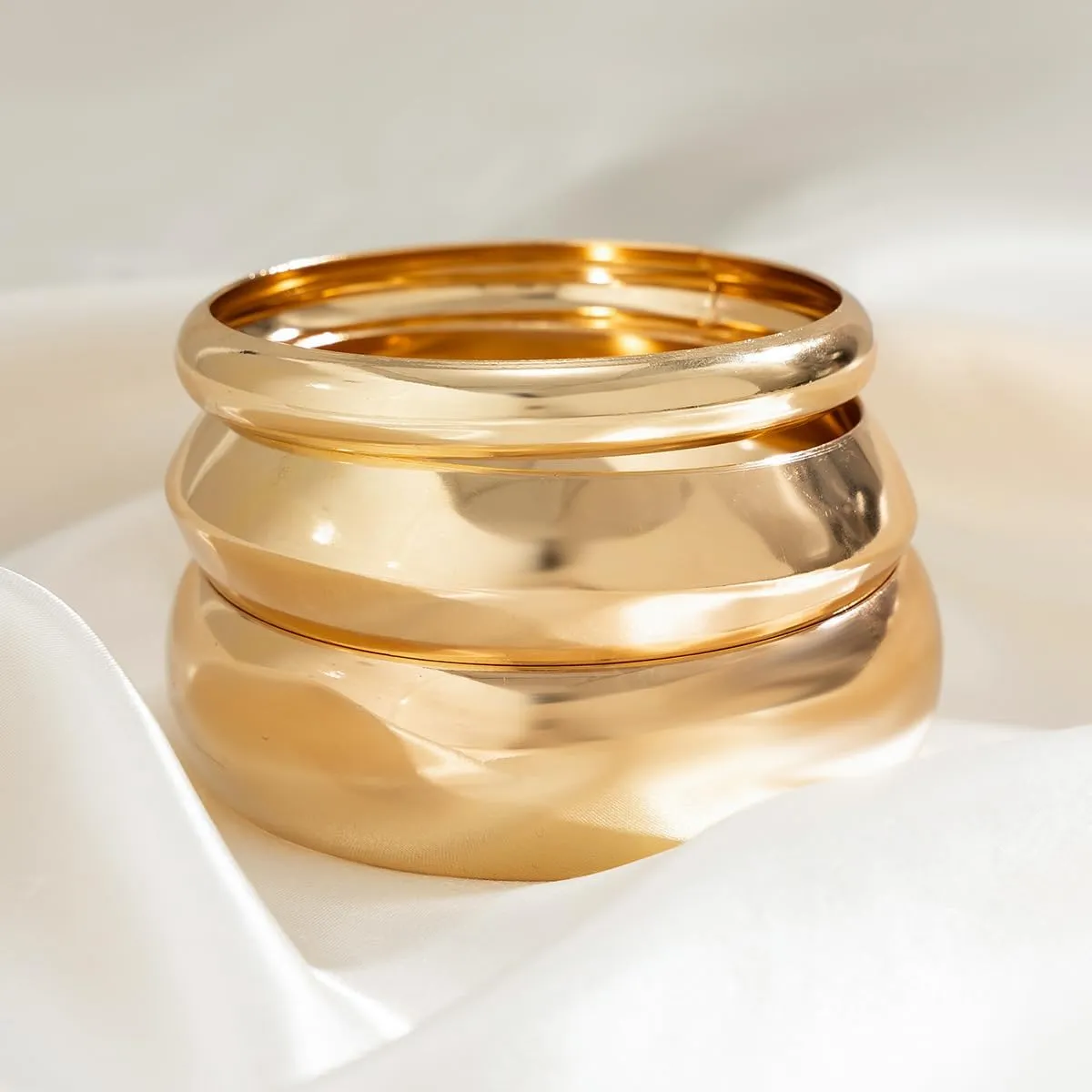 Chunky Gold Bangle Bracelets - Minimalist Wrist Cuffs for Women