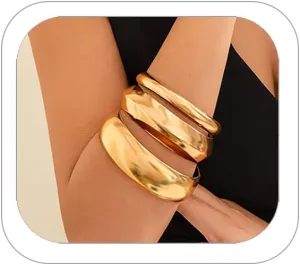 Chunky Gold Bangle Bracelets - Minimalist Wrist Cuffs for Women