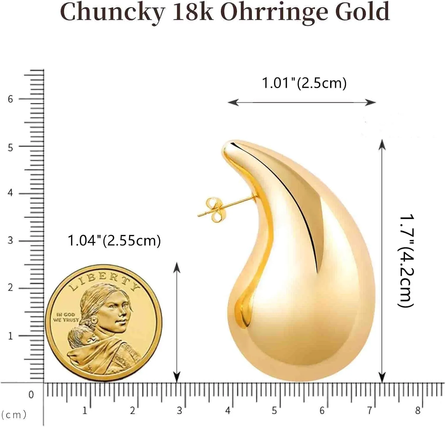 Chunky Gold Hoop Earrings For Women Tear Drop Earrings Thick Big Lightweight with 18K Gold Hoop Plated, Hypoallergenic Statement Trendy for Women Gift Jewelry