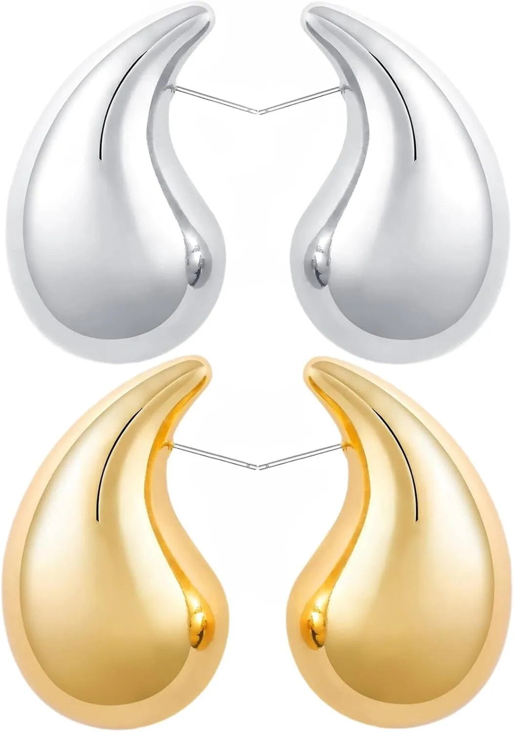 Chunky Gold Hoop Earrings For Women Tear Drop Earrings Thick Big Lightweight with 18K Gold Hoop Plated, Hypoallergenic Statement Trendy for Women Gift Jewelry