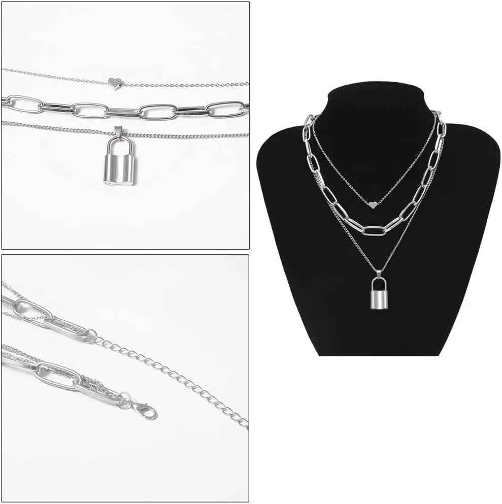 Chunky Necklaces for women Punk Chain Silver Statement Collar Necklace