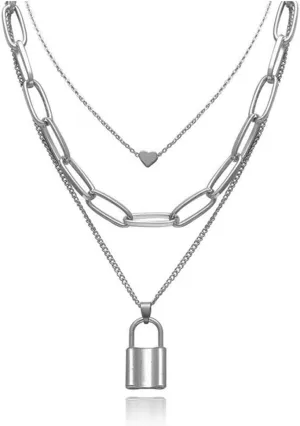 Chunky Necklaces for women Punk Chain Silver Statement Collar Necklace