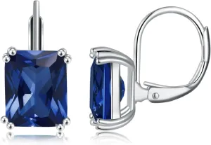CiNily Emerald Cut Drop Dangle Earrings for Women 18K White Gold Plated Cubic Zirconia Simulated Diamond Dangle Earrings Jewelry Gifts for Weddings Birthday Party