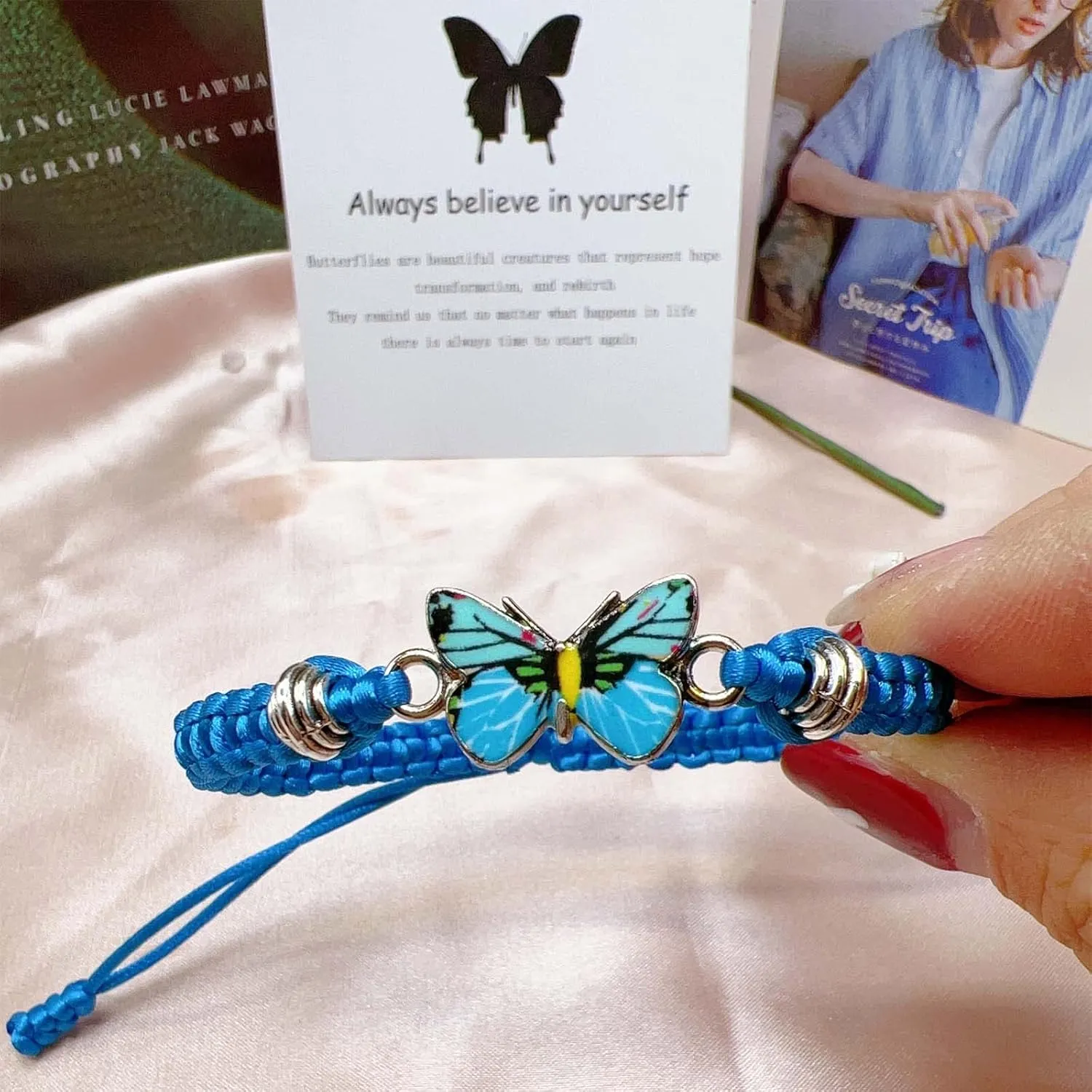 CJIAYUJEW Always believe in yourself Butterfly Bracelet, Cute Butterfly Charm Bracelets Matching Bracelet Friendship Couple Bracelets