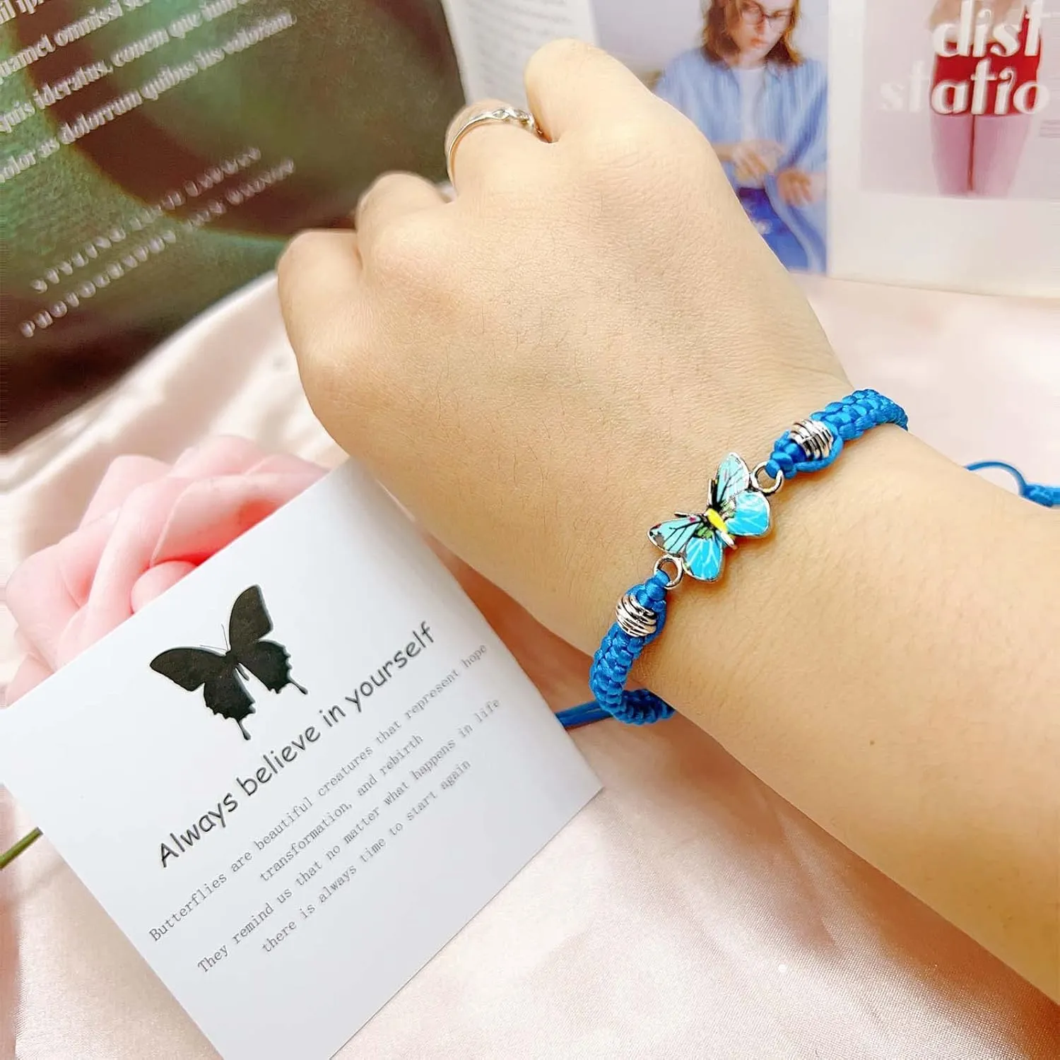 CJIAYUJEW Always believe in yourself Butterfly Bracelet, Cute Butterfly Charm Bracelets Matching Bracelet Friendship Couple Bracelets
