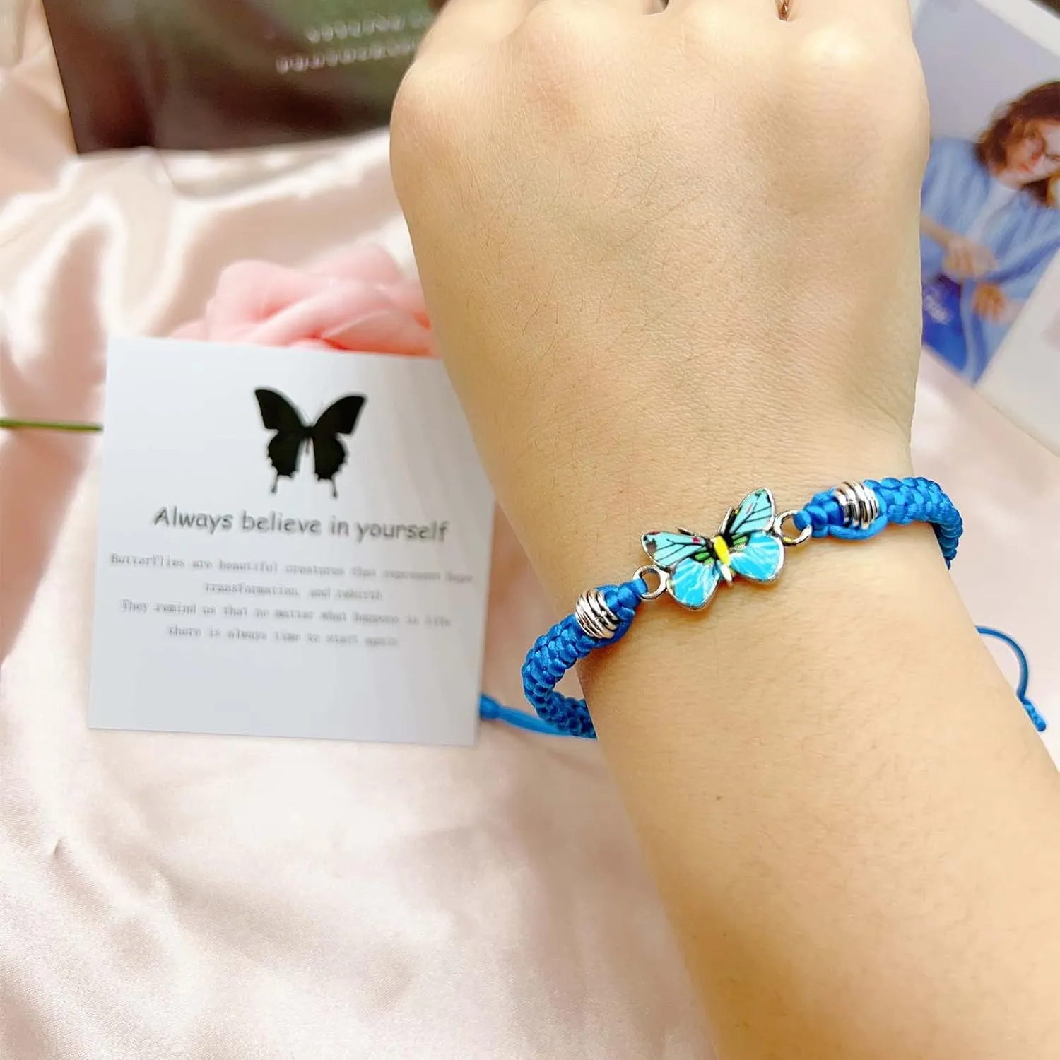 CJIAYUJEW Always believe in yourself Butterfly Bracelet, Cute Butterfly Charm Bracelets Matching Bracelet Friendship Couple Bracelets