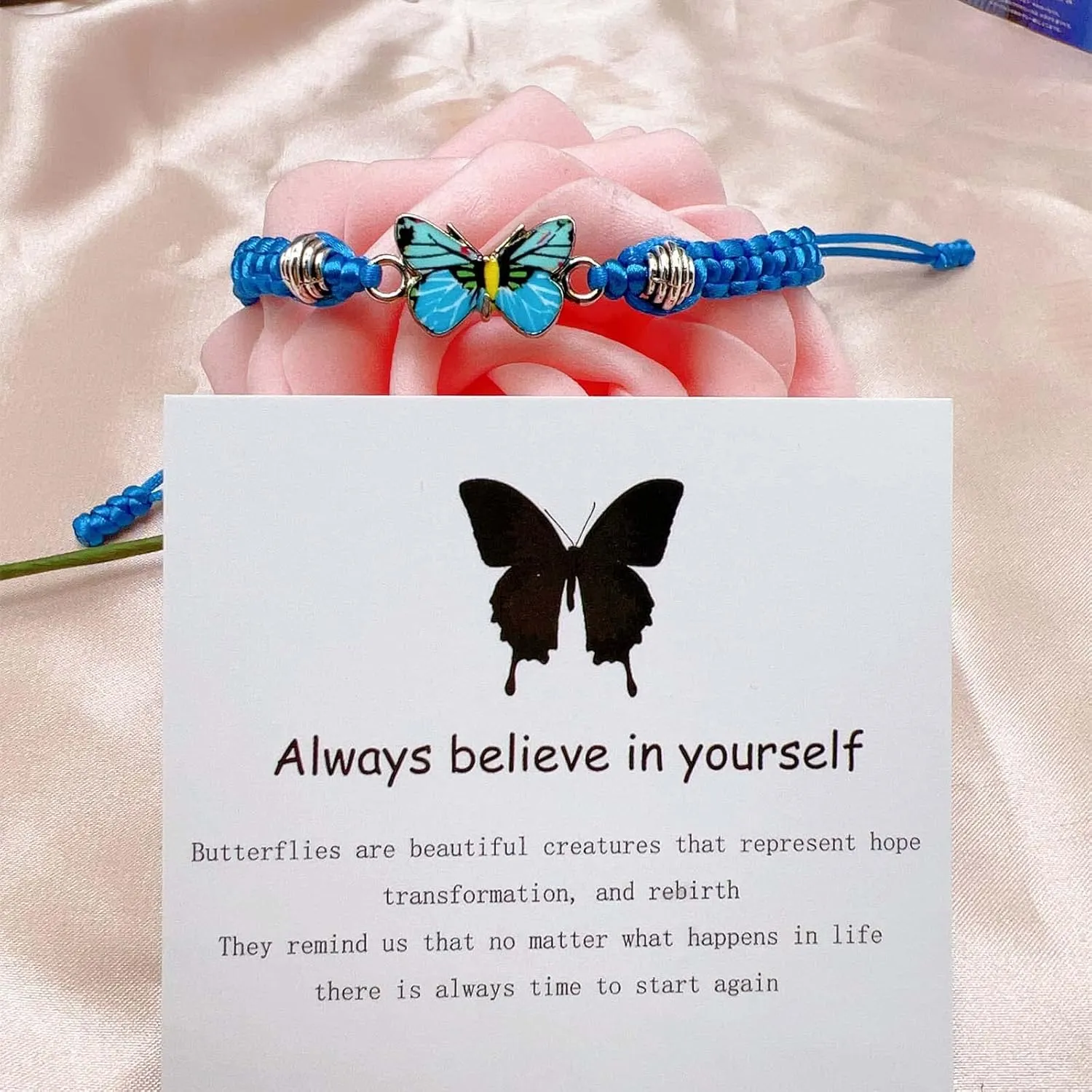 CJIAYUJEW Always believe in yourself Butterfly Bracelet, Cute Butterfly Charm Bracelets Matching Bracelet Friendship Couple Bracelets