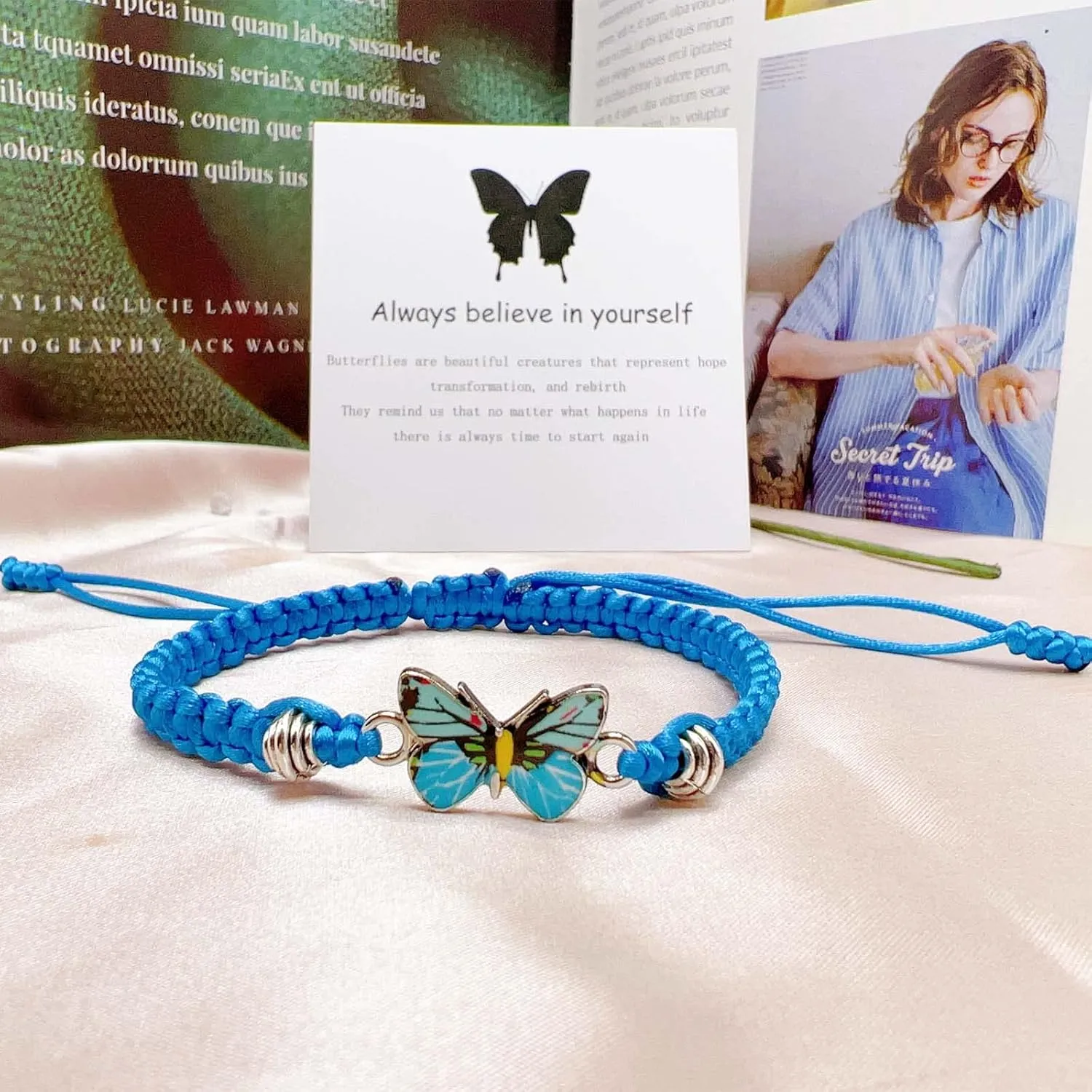 CJIAYUJEW Always believe in yourself Butterfly Bracelet, Cute Butterfly Charm Bracelets Matching Bracelet Friendship Couple Bracelets