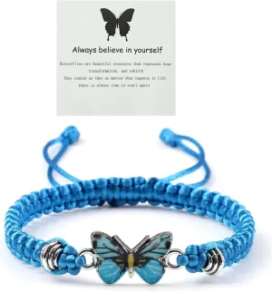CJIAYUJEW Always believe in yourself Butterfly Bracelet, Cute Butterfly Charm Bracelets Matching Bracelet Friendship Couple Bracelets