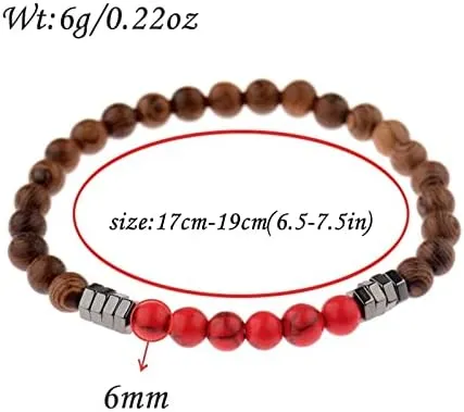 Classic Women 6MM Natural Wood Beads Bracelet Men Ethnic Hematite Lava Stone Bracelet Homme Prayer Jewelry Yoga Bracelet W97DA (style 6)