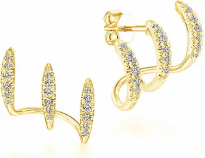Claw Cuff Earring for Women Cubic Zircon Claw Stud Ear Cuffs Gold Silver Ear Wrap Piercing Earrings Trendy Half Hoop Cartilage Earrings Statement Dainty Minimalist Huggie Jewelry