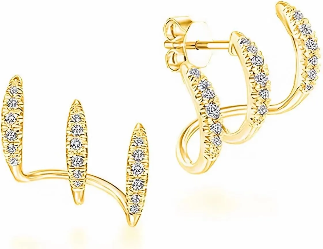 Claw Cuff Earring for Women Cubic Zircon Claw Stud Ear Cuffs Gold Silver Ear Wrap Piercing Earrings Trendy Half Hoop Cartilage Earrings Statement Dainty Minimalist Huggie Jewelry