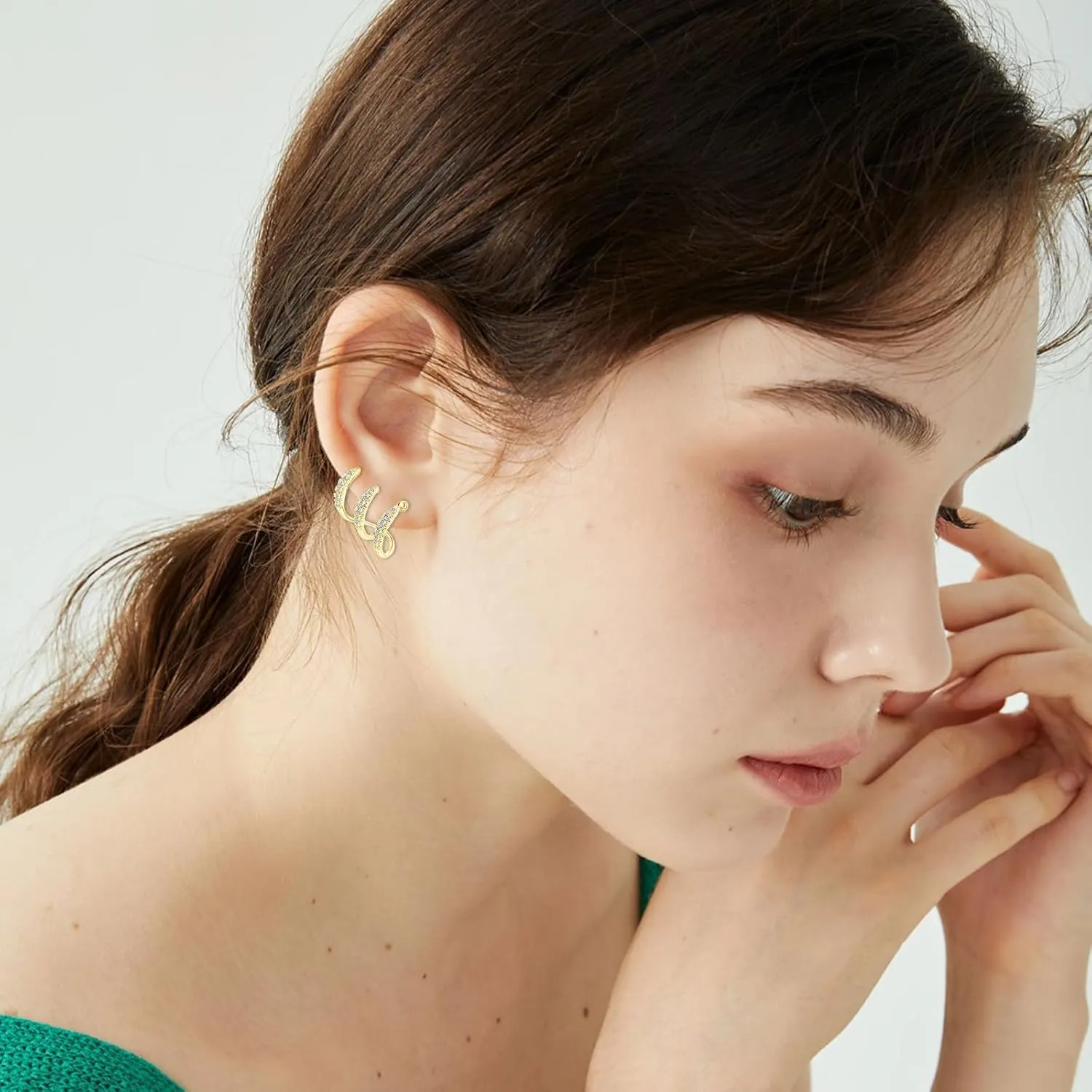 Claw Cuff Earring for Women Cubic Zircon Claw Stud Ear Cuffs Gold Silver Ear Wrap Piercing Earrings Trendy Half Hoop Cartilage Earrings Statement Dainty Minimalist Huggie Jewelry