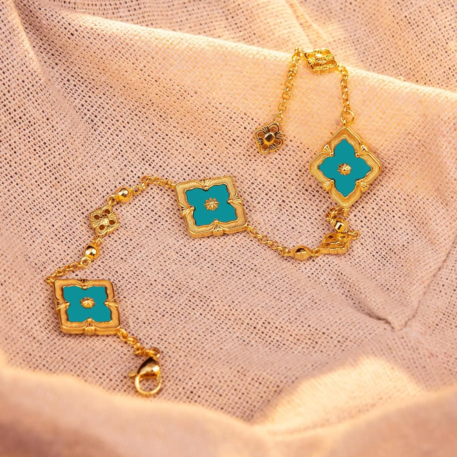 Clover Bracelets for Women - Four Leaf Clover Bracelet, Double-Sided Gold Lucky Bracelets, Birthday gift bracelet Jewelry Gifts