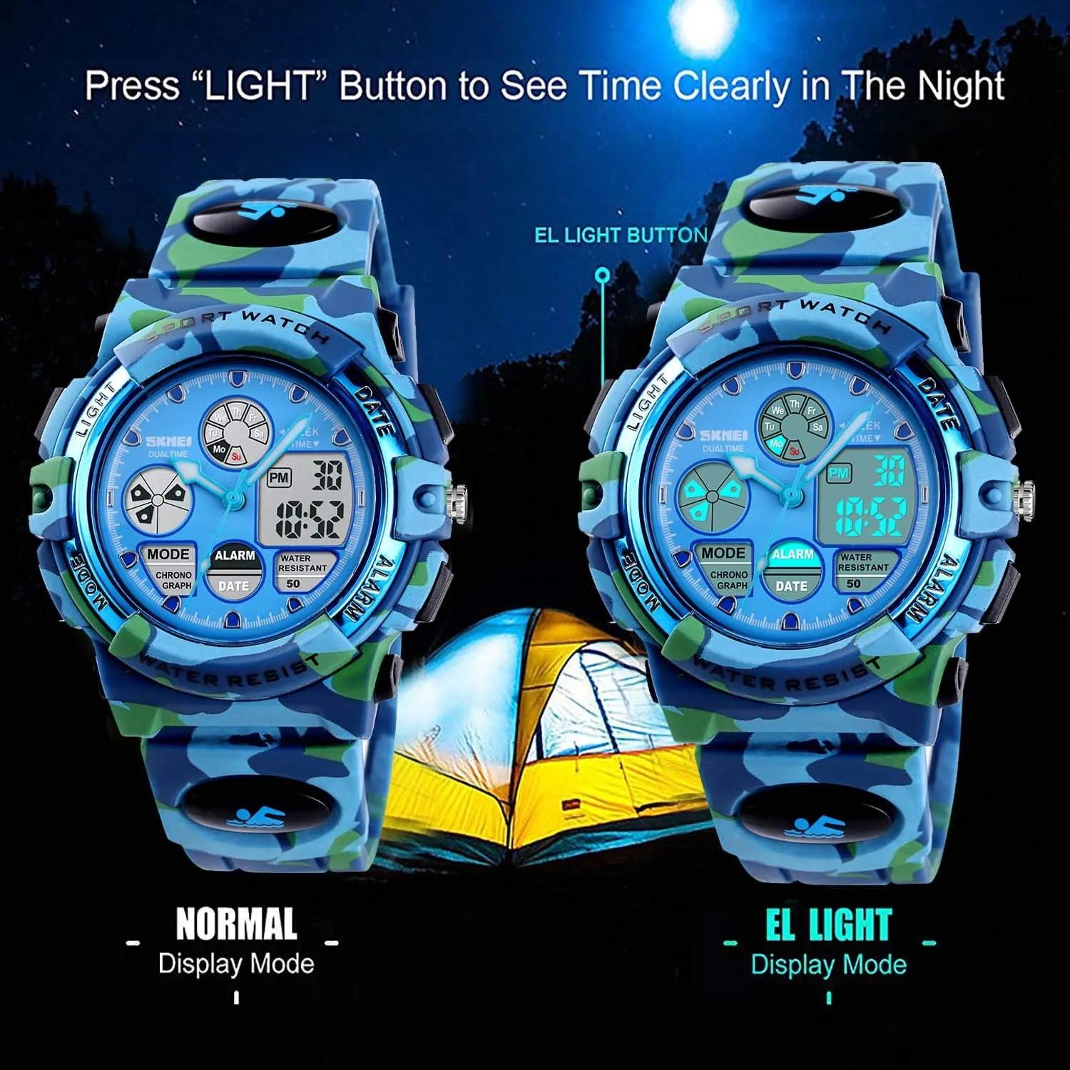 cofuo Kids Digital Sport Watch, Boys Girls Waterproof Sports Outdoor Watches Children Casual Electronic Analog Quartz Wrist Watches with Alarm Stopwatch