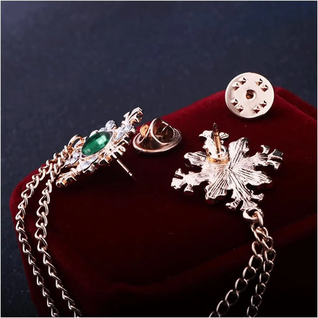 Collar Chain Pin for Men and Women - Hanging Tassel Brooch Lapel Pin for Business Suits - Bar Pin With Long Chain - Gifts