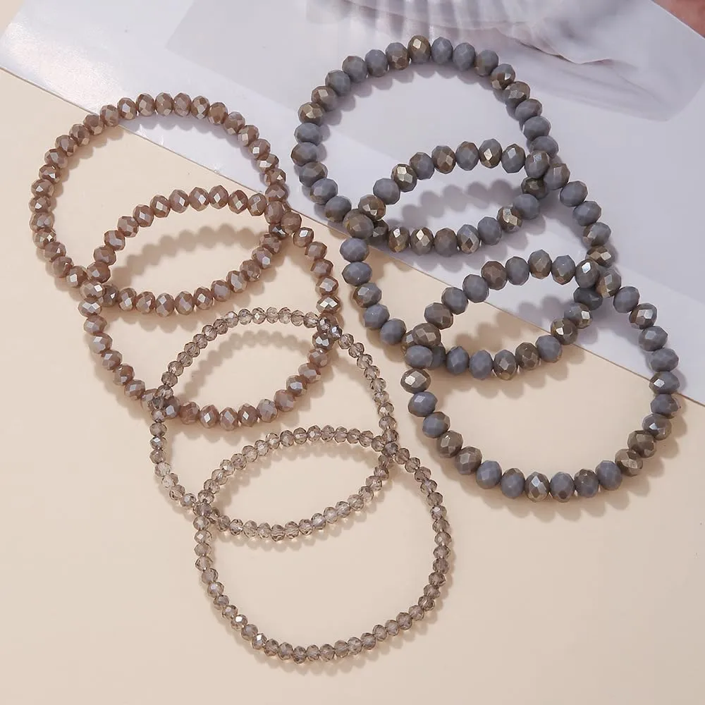 COLORFUL BLING Bohemian Stackable Bead Bracelets Set for Women Layered Multicolor Stretch Beaded Stacking Strand Wrap Bracelets Shiny Crystal Statement Jewelry