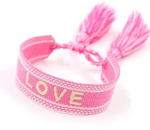 COLORFUL BLING Woven Friendship Wrap Embroidery Bracelets  LOVE Knitted Word Adjustable Rope Braided Bracelets for Women Gift