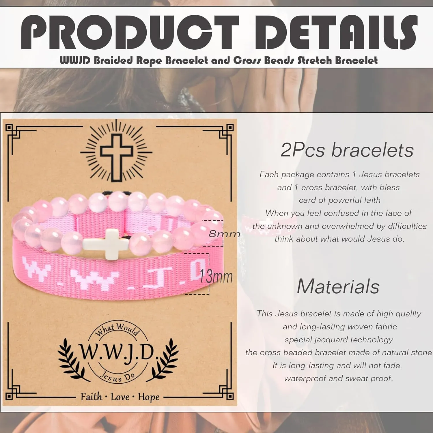 COLOYAN WWJD Bracelet Christian Cross Bracelets for Women Men Jesus Bracelets Faith Religious Easter Christian Jewelry