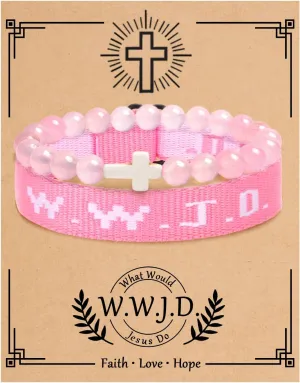 COLOYAN WWJD Bracelet Christian Cross Bracelets for Women Men Jesus Bracelets Faith Religious Easter Christian Jewelry