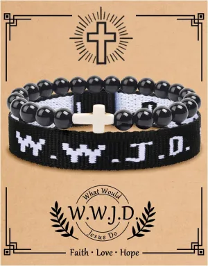 COLOYAN WWJD Bracelet Christian Cross Bracelets for Women Men Jesus Bracelets Faith Religious Easter Christian Jewelry