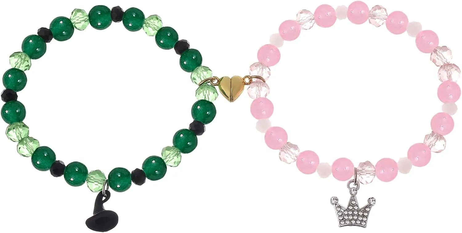 Cooluckday Matching Bracelets for Couples Best Friend Movie Inspiration Matching Crown Witch Hat Heart Charm Bracelets for Women Friendship Bracelets Gifts for Sister Long Distance Gift
