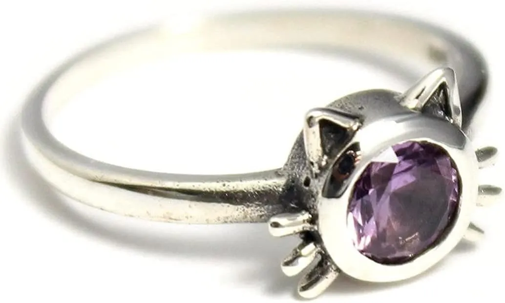 COSUMOSU Cat Purple Zirconia 925 Sterling Silver thin rings
