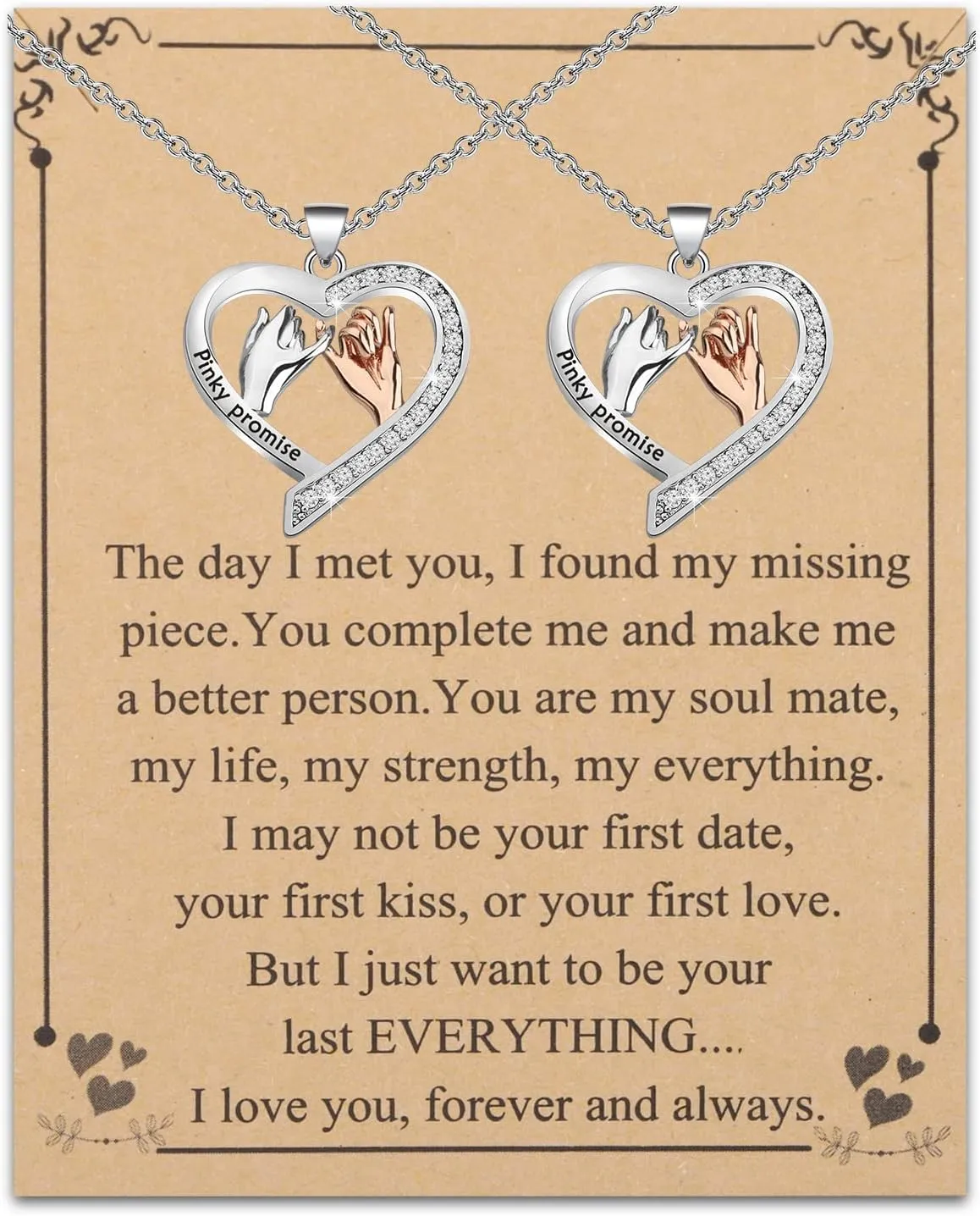 Couple Pinky Promise Necklace Couple Necklace Set Couple Gift for Him and Her Necklace Husband Wife Boyfriend Girlfriend Gift