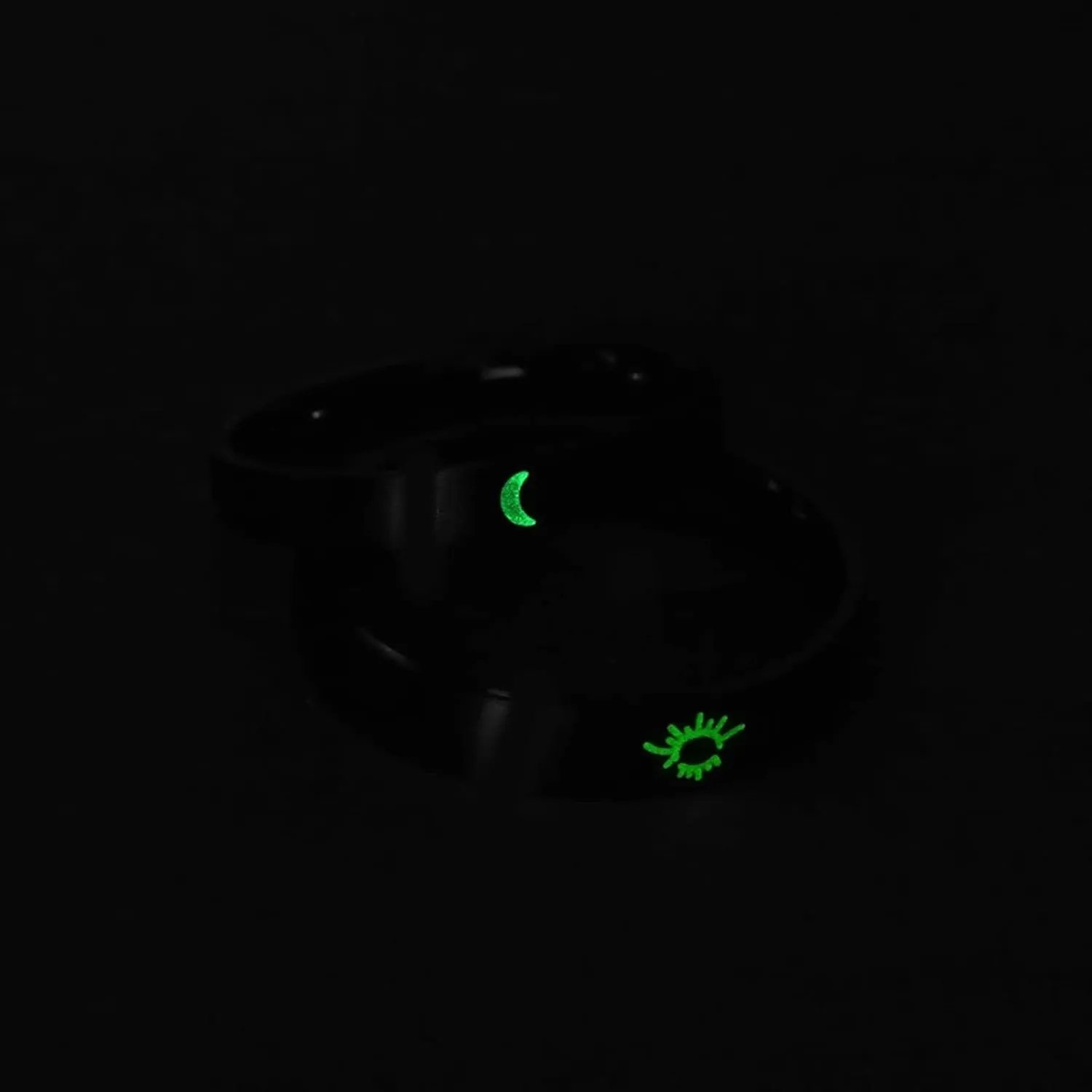 Couple Ring, 4MM Stainless Steel Ring Silver Sun Moon Glow in the Dark Ring Jewelry