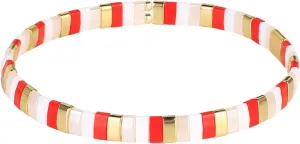 CQUAN CHI Tila Bead Bracelet Women Strand Bracelet Flat Bead Bracelet Handmade Stack Friendship Bracelet 06H