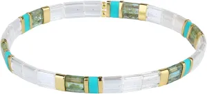 CQUAN CHI Women Stackable Tila Bead Bracelets Flat Bead Bracelet Boho Friendship Bracelets Stretch Bracelet 03H