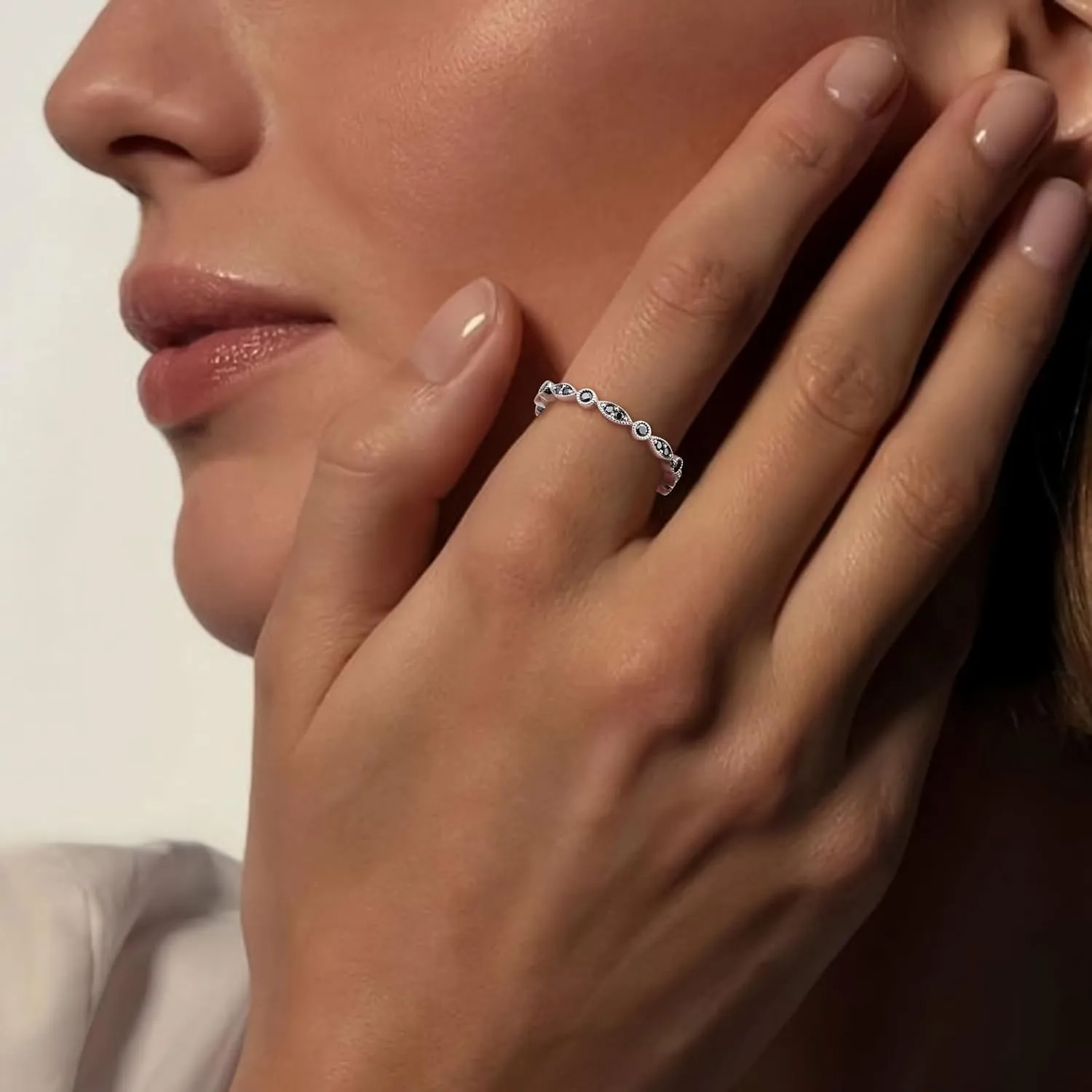 Crisss Cross Ring, Moissanite Wedding Band, 14K Gold Plated Sterling Silver Wedding Rings for Women Stackable Bezel/Curve/Wishbone Eternity Ring for Her, Size 6-10