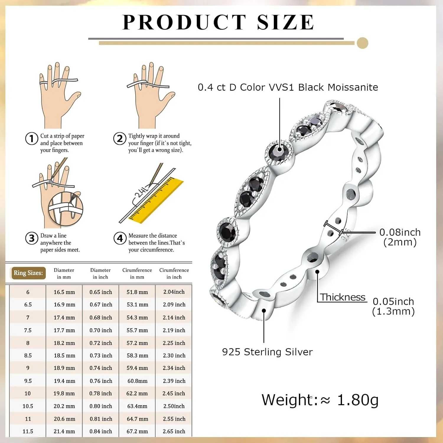 Crisss Cross Ring, Moissanite Wedding Band, 14K Gold Plated Sterling Silver Wedding Rings for Women Stackable Bezel/Curve/Wishbone Eternity Ring for Her, Size 6-10