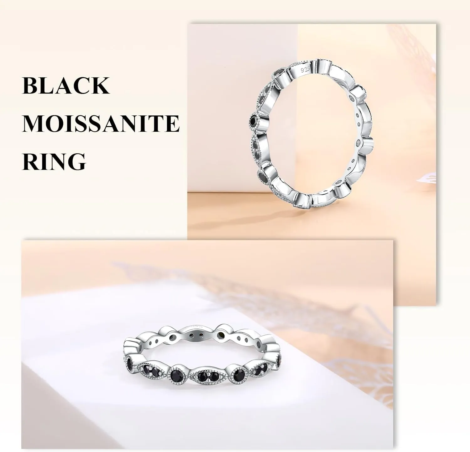 Crisss Cross Ring, Moissanite Wedding Band, 14K Gold Plated Sterling Silver Wedding Rings for Women Stackable Bezel/Curve/Wishbone Eternity Ring for Her, Size 6-10