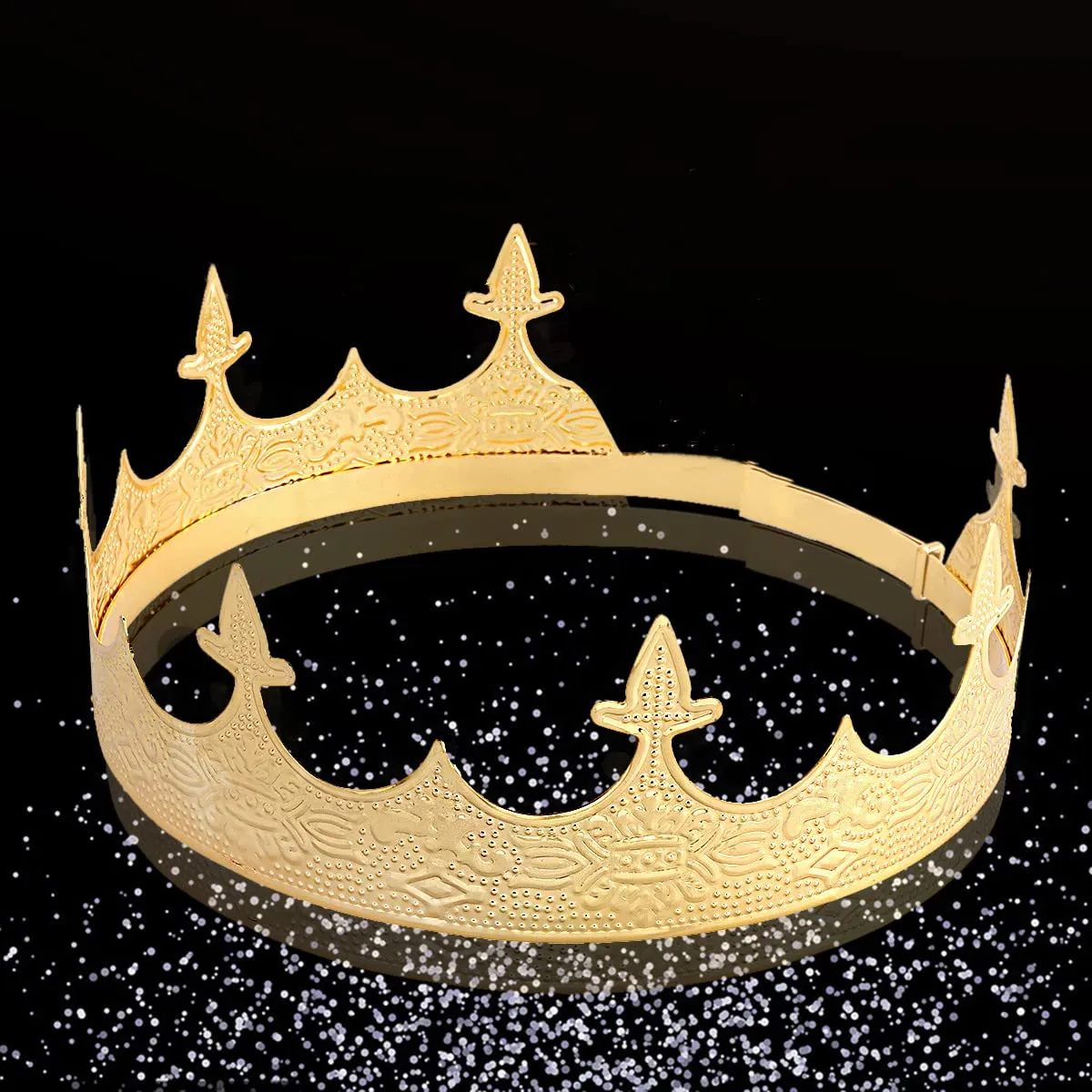 Crown Hair Jewelry Royal King Diadem Men Metal Big Tiaras For Wedding Halloween Costume Birthday Hair Accessories (Gold)