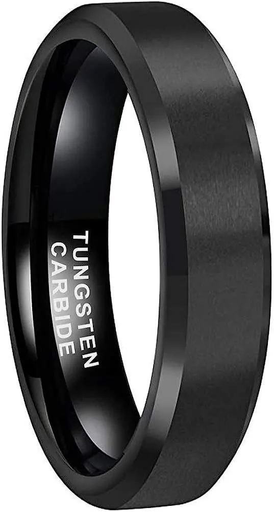 CROWNAL 3mm 5mm 7mm 9mm Tungsten Rings for Men Women Black/Silver/Gunmetal/Gold Beveled Polished Edges Matte Finish Comfort Fit 4-17