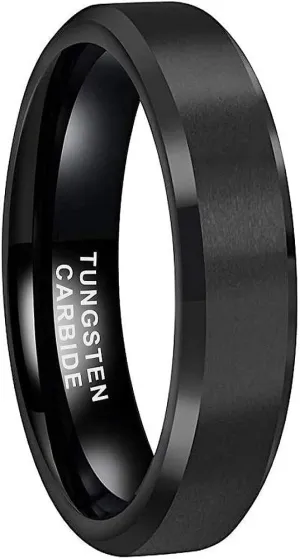 CROWNAL 3mm 5mm 7mm 9mm Tungsten Rings for Men Women Black/Silver/Gunmetal/Gold Beveled Polished Edges Matte Finish Comfort Fit 4-17