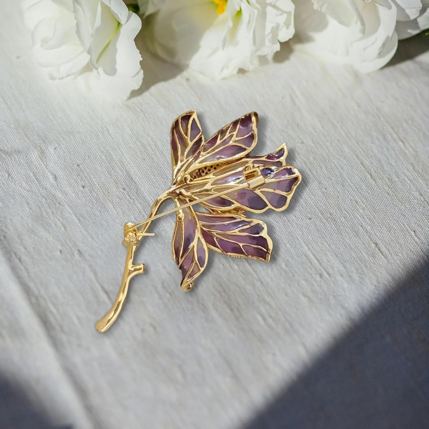 Crystal Flower Brooch Pins for Women Elegant Enamel Rhinestone Floral Brooches Pin Fashion Jewelry for Party Dance Wedding Banquet Brooch for Women Gift
