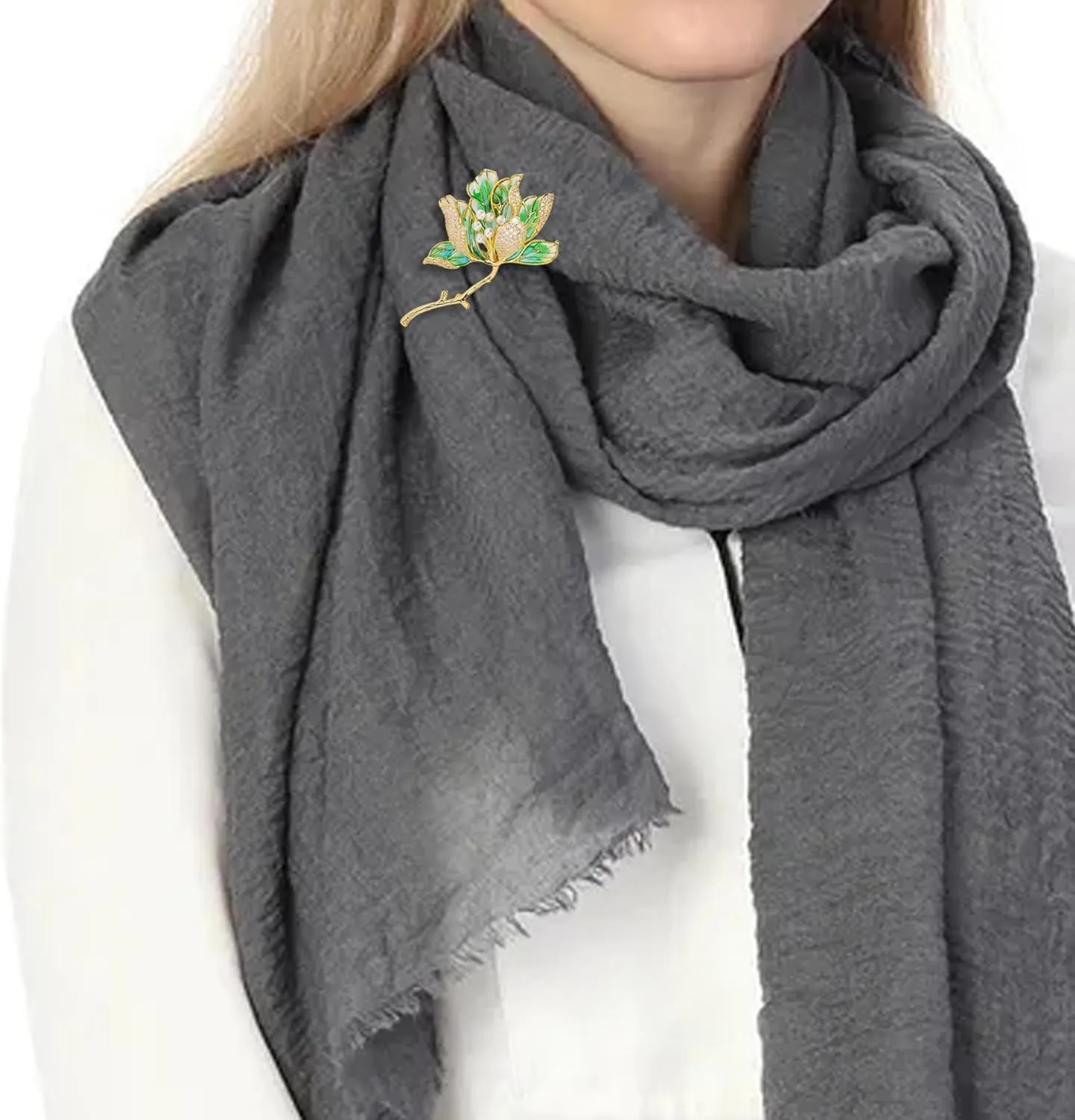 Crystal Flower Brooch Pins for Women Elegant Enamel Rhinestone Floral Brooches Pin Fashion Jewelry for Party Dance Wedding Banquet Brooch for Women Gift